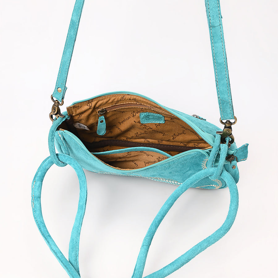 American Darling Boot Stitched Vegetable-Tanned Full Grain Genuine Suede Leather Cross body Bag with YKK Zipper