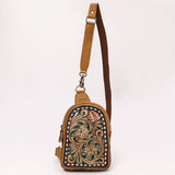 American Darling Hand Curved & Hair On Genuine Leather Sling Bag | Curved Travel Jewelry Case