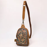 American Darling Hand Curved & Hair On Genuine Leather Sling Bag | Curved Travel Jewelry Case
