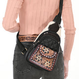 American Darling Sling Hand Tooled Hair-On Genuine Leather Women Bag Western Handbag Purse |
