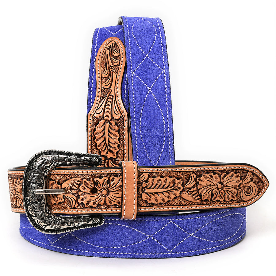American Darling Beautifully Hand Tooled Genuine American Suede Leather Belt Men and Women - Uhorse