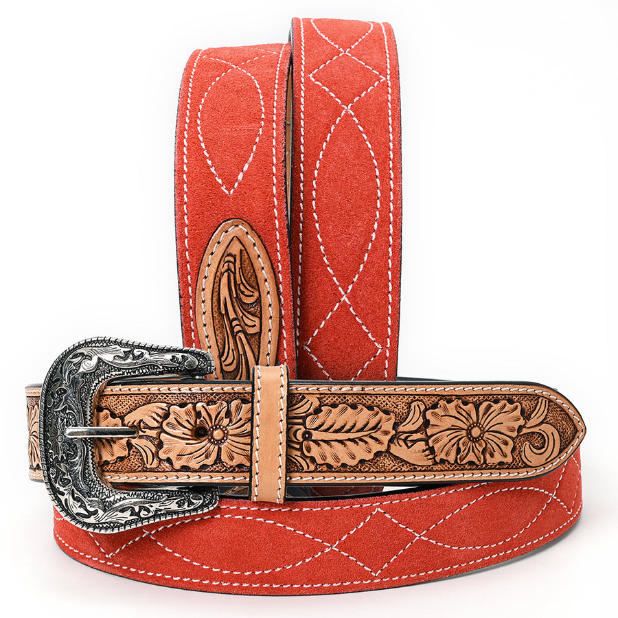 American Darling Beautifully Hand Tooled Genuine American Suede Leather Belt Men and Women - Uhorse