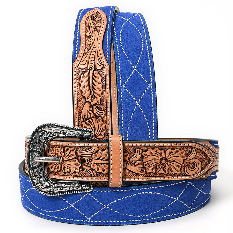 American Darling Beautifully Hand Tooled Genuine American Suede Leather Belt Men and Women - Uhorse