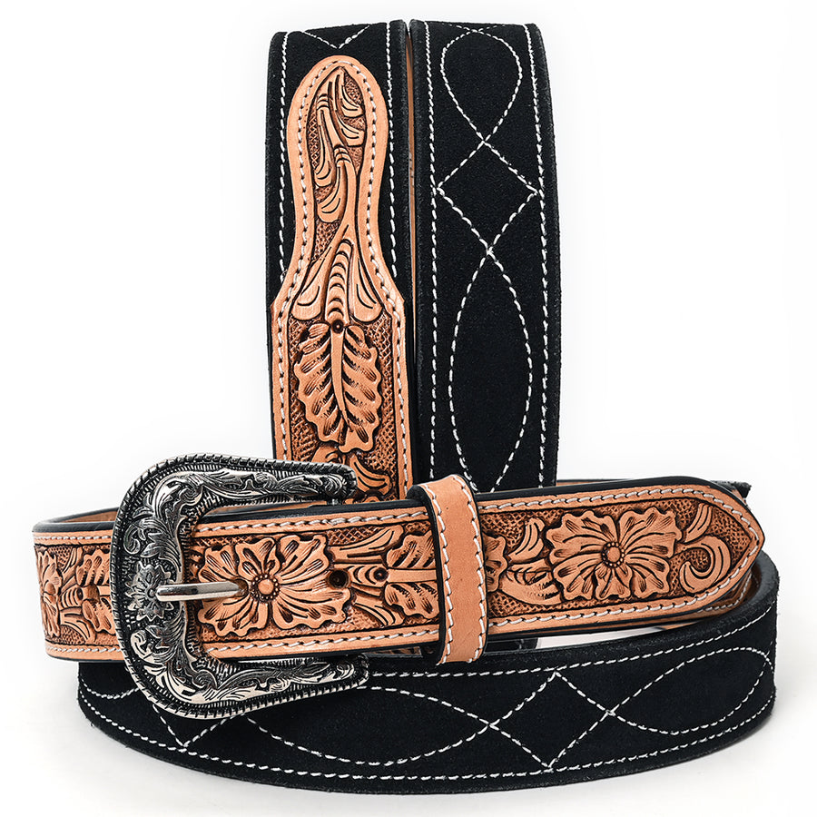 American Darling Beautifully Hand Tooled Genuine American Suede Leather Belt Men and Women - Uhorse