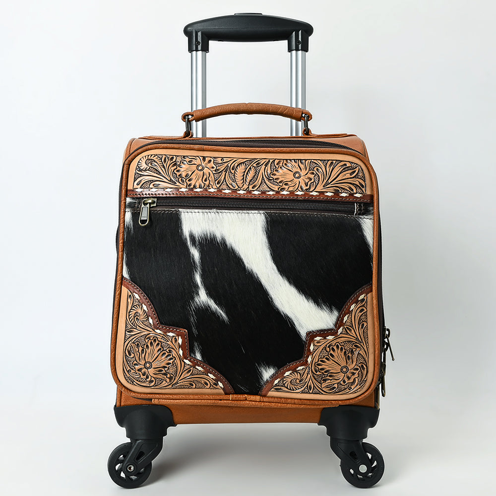 American Darling Travel Case Beautifully Hand Tooled Hair-On Genuine Leather women Trolley bag