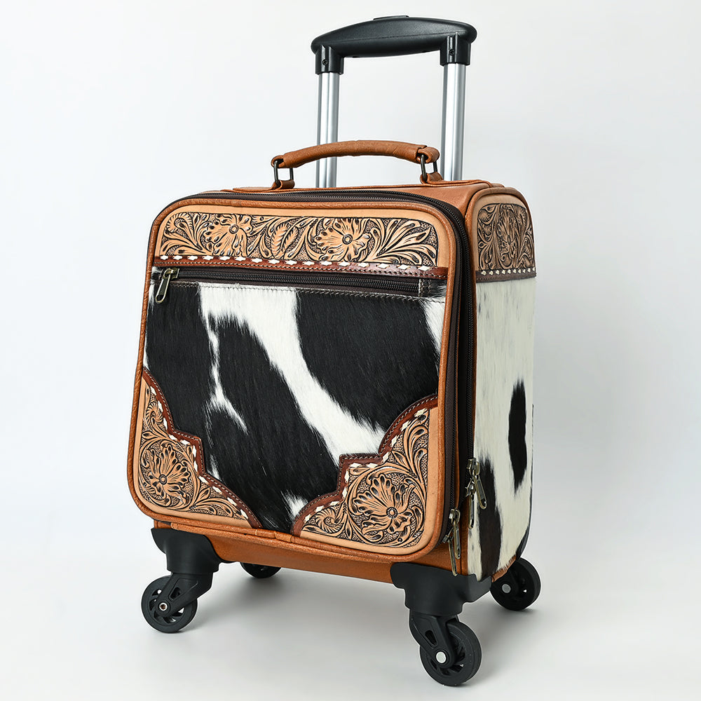 American Darling Travel Case Beautifully Hand Tooled Hair-On Genuine Leather women Trolley bag