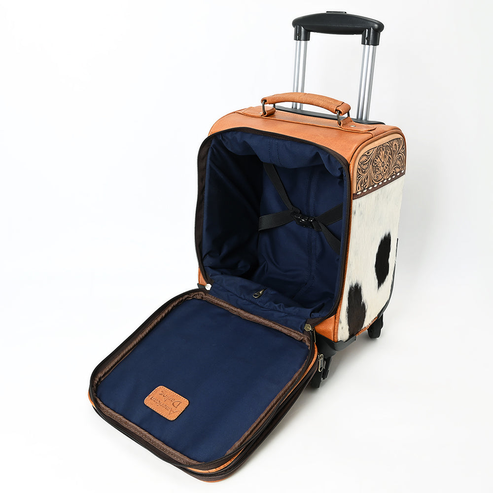 American Darling Travel Case Beautifully Hand Tooled Hair-On Genuine Leather women Trolley bag