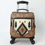 American Darling Travel Case Beautifully Hand Tooled Saddle Blanket Genuine Leather women Trolley bag