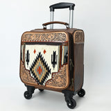 American Darling Travel Case Beautifully Hand Tooled Saddle Blanket Genuine Leather women Trolley bag