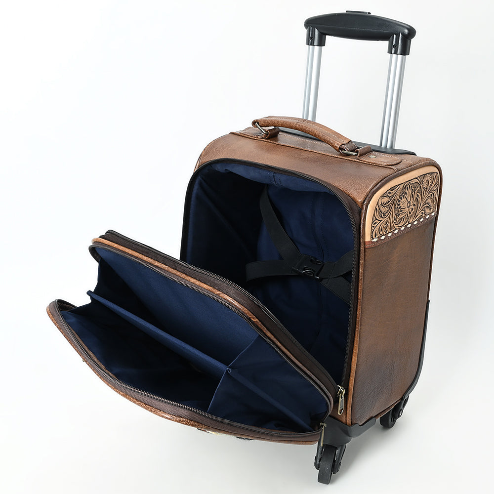 American Darling Travel Case Beautifully Hand Tooled Saddle Blanket Genuine Leather women Trolley bag