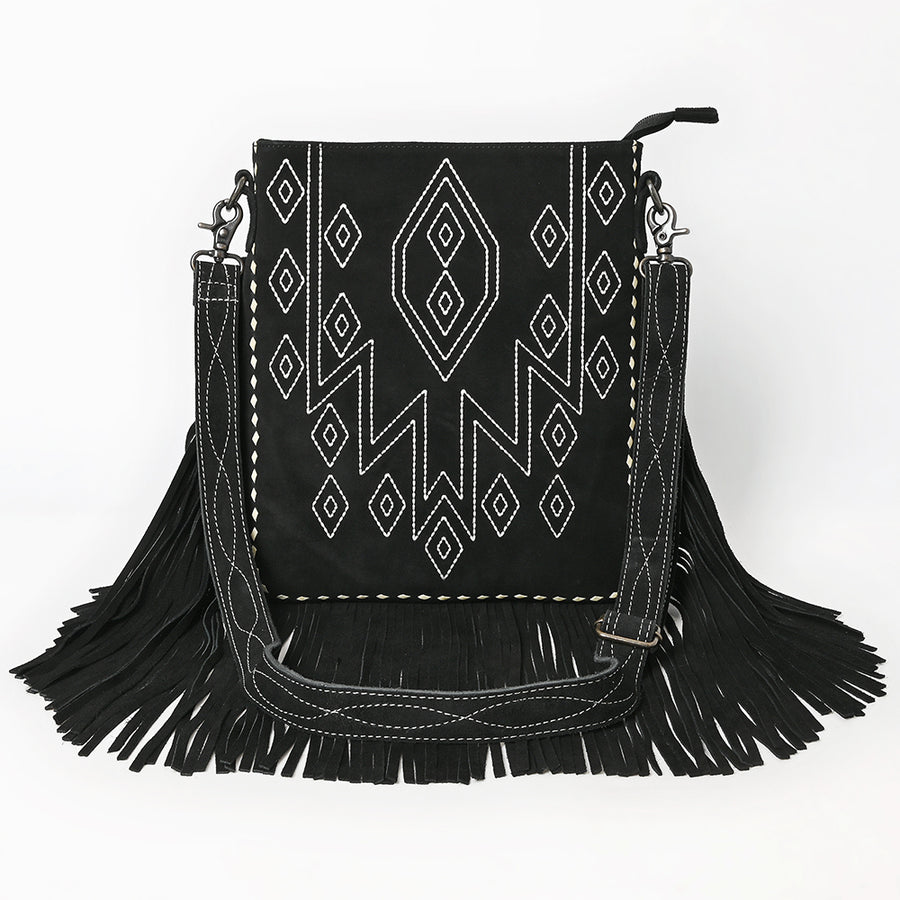American Darling Western Large Crossbody Bag for Women with Fringe Handmade from Genuine Suede Leather Boot Stitched Design and Secure YKK Zipper