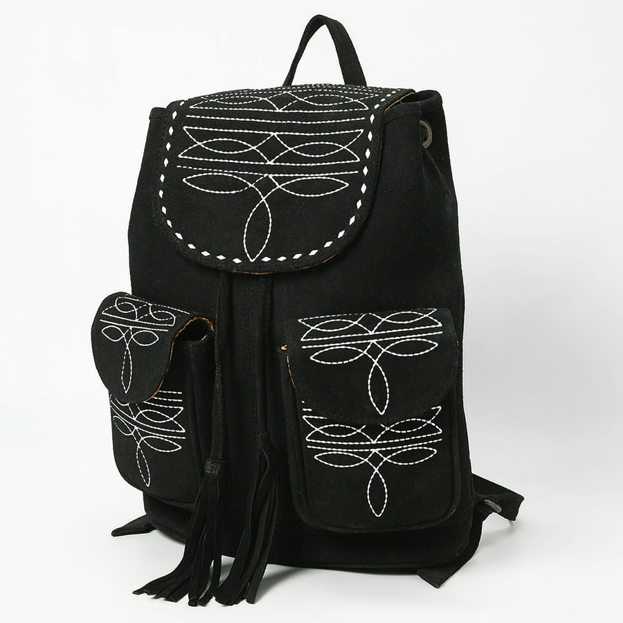American Dalring Western Genuine Suede Leather Backpack Bag with Hand-Stitched Artisan Detailing - Hilason