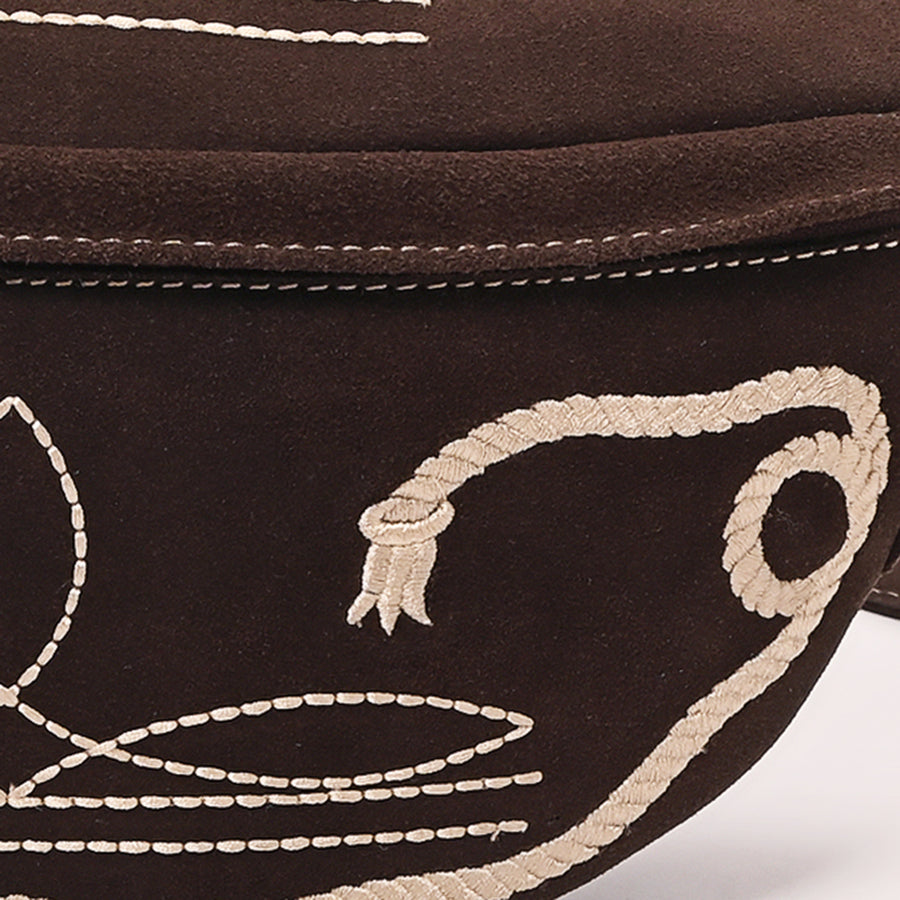 American Darling Genuine Vegetable-Tanned Leather Fanny Pack Crossbody with Western Boot Stitch Embroidery