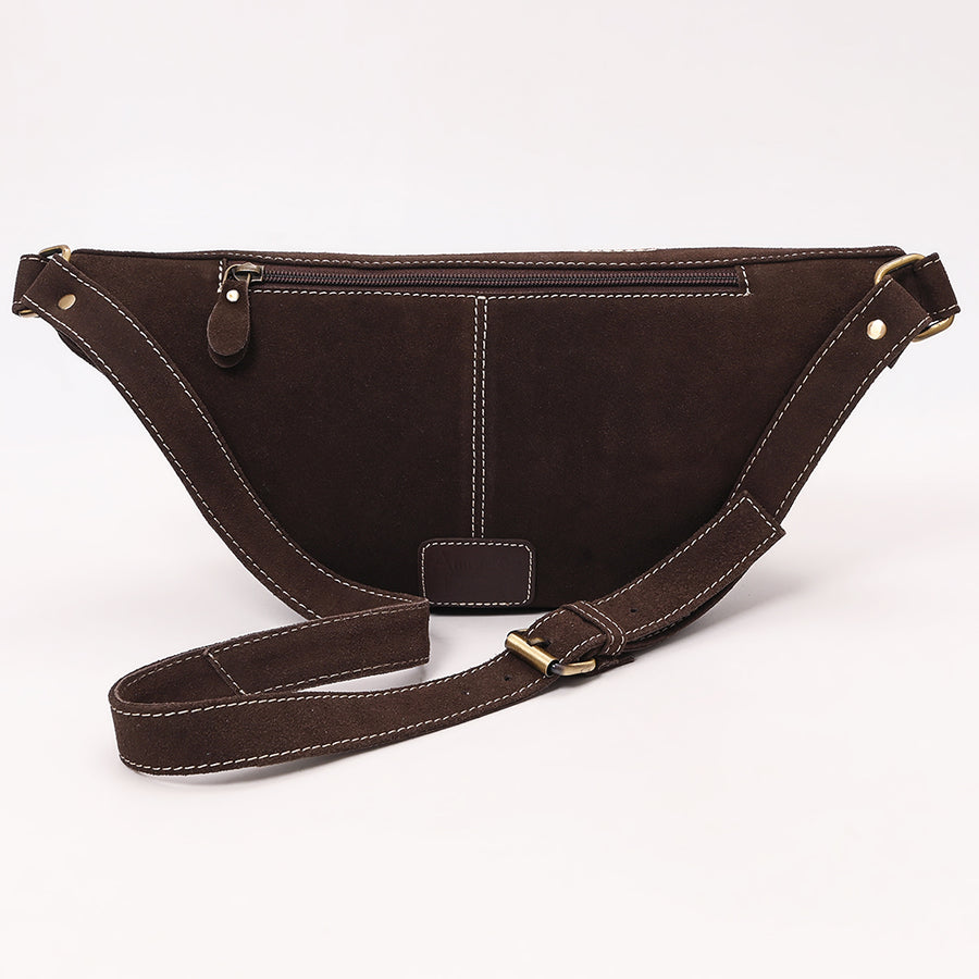 American Darling Genuine Vegetable-Tanned Leather Fanny Pack Crossbody with Western Boot Stitch Embroidery