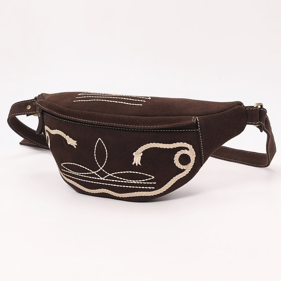American Darling Genuine Leather Fanny Pack with Boot Stitch Embroidery - Uhorse