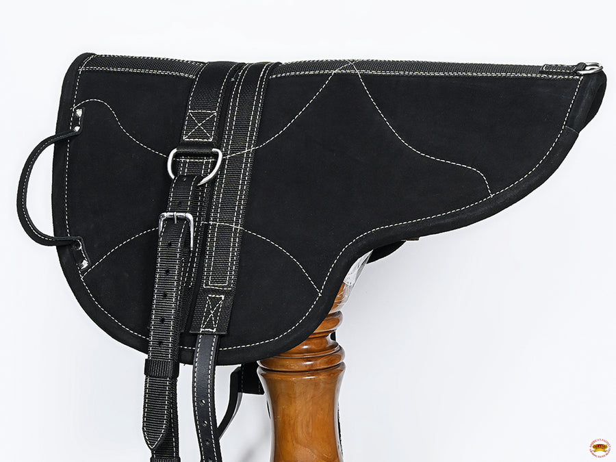 HILASON Natural Horsemanship Leather Bareback Treeless Saddle Pad Black | Western Pads Baretek Riding for Horses