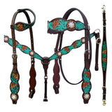 Bar H Equine American Leather Horse Saddle Tack One Ear Headstall Breast Collar Browband Wither Strap Jora Autumn Collection
