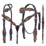 Bar H Equine American Leather Horse Saddle Tack One Ear Headstall Breast Collar Browband Wither Strap Tropical Snake