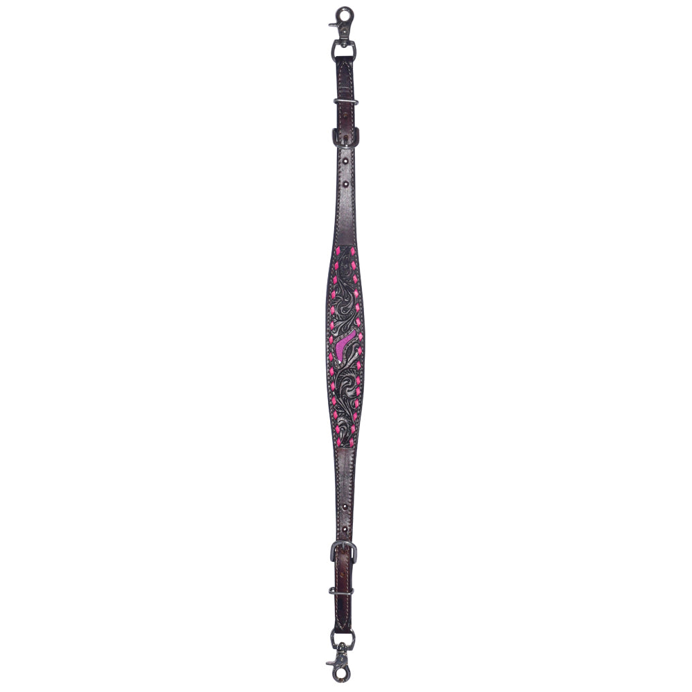 Bar H Equine Premium Hand Tooled Leather Stainless Steel Hardware Breast Collar Brown