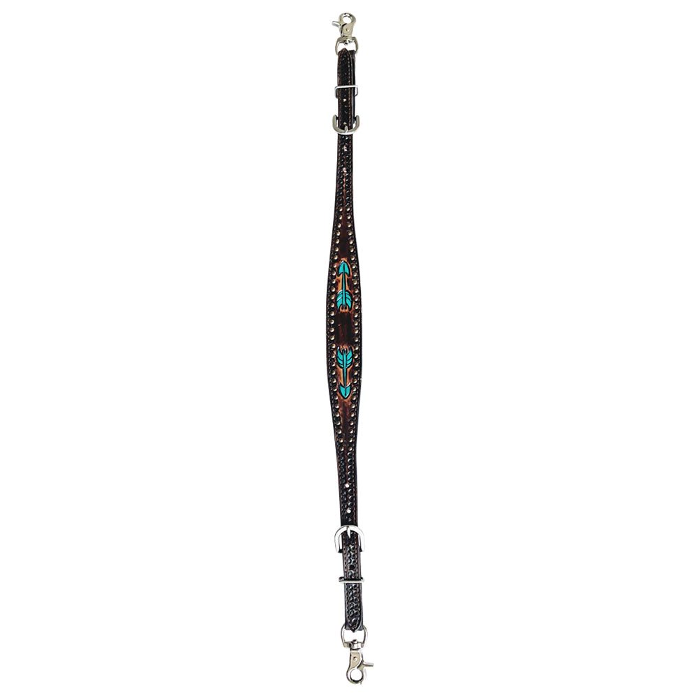 Bar H Equine Austin Arrow Spotted Leather Headstall Brown