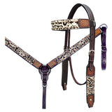 Bar H Equine Western Horse Genuine American Leather Breast Collar Headstall Tack Set