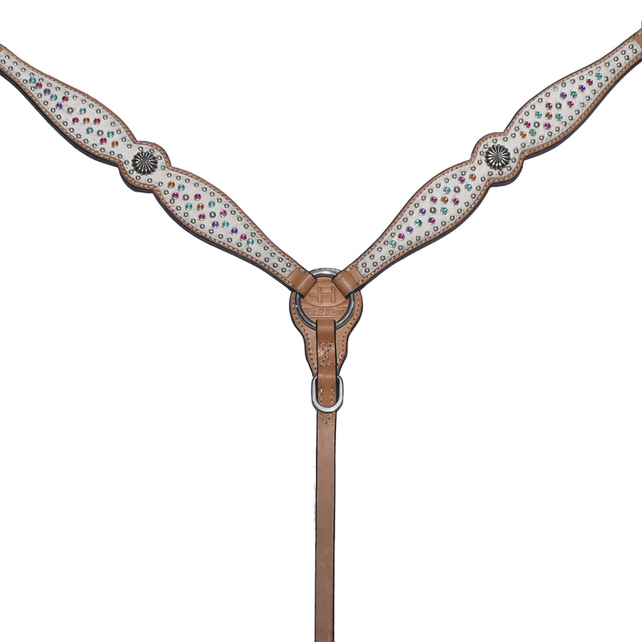 Bar H Equine Western Horse Pinwheel Genuine American Leather Breast Collar Headstall Tack Set