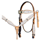 Bar H Equine Western Horse Pinwheel  Genuine American Leather Breast Collar Headstall Tack Set