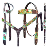 Bar H Equine Premium Hand Tooled Leather Stainless Steel Hardware Headstall Brown
