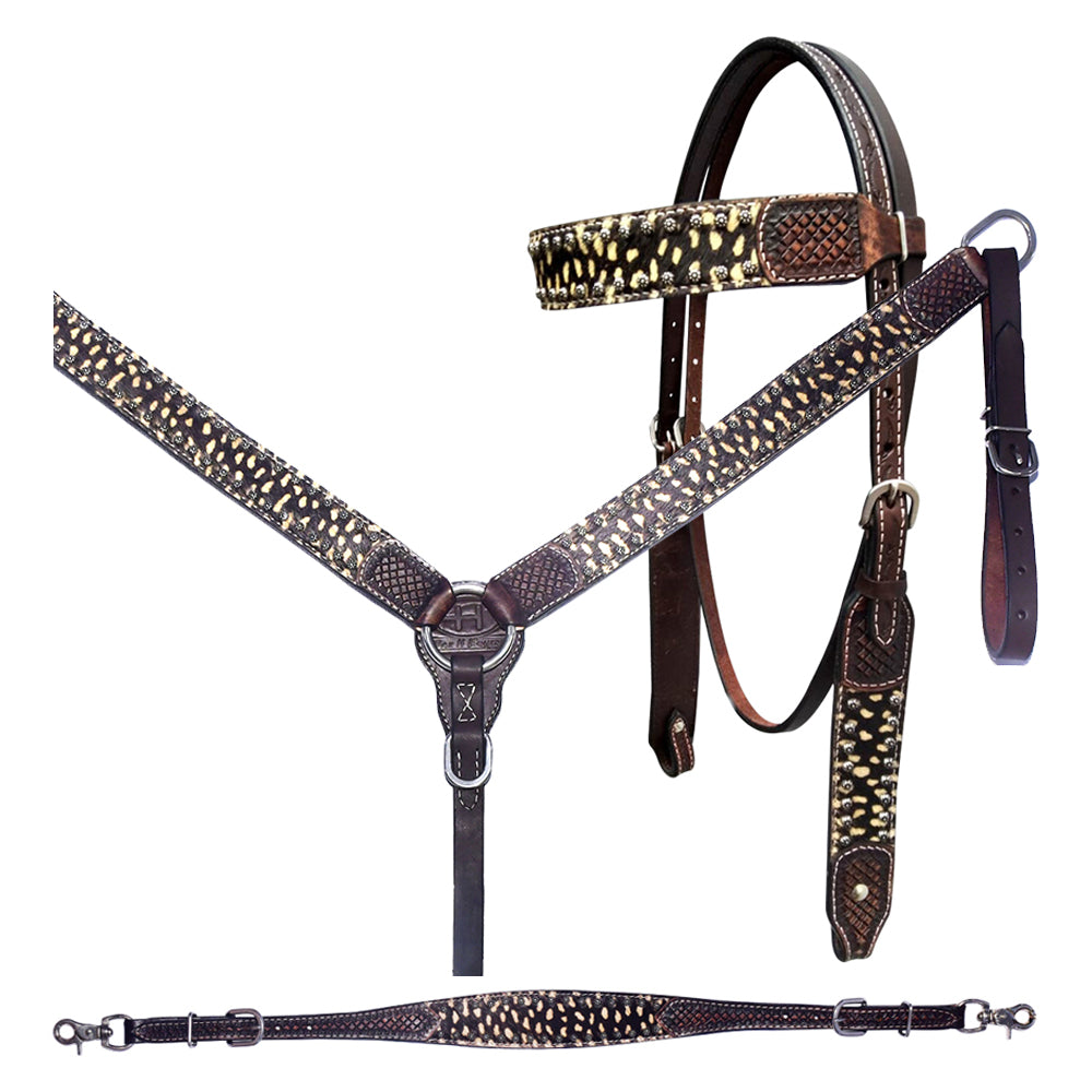 Bar H Equine Western Horse Genuine American Leather Wither Straps Breast Collar Set