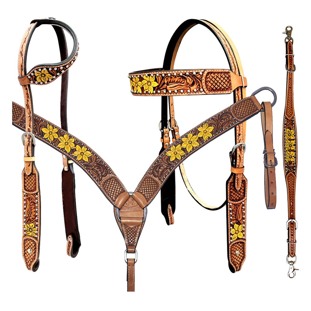 BAR H EQUINE Genuine Western American Leather Horse Premium Headstall