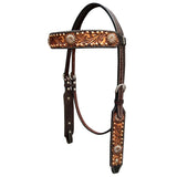 Bar H Equine Genuine Western American Leather Horse Premium Headstall & Breast Collar Set