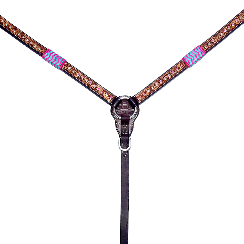 BAR H EQUINE Western Leather Horse Premium Headstall & Breast Collar Set