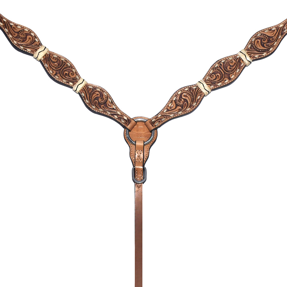 Bar H Equine Western Horse Floral Rawhide Genuine American Leather Tack Set