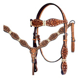 Bar H Equine Western Horse Floral Rawhide Genuine American Leather Tack Set