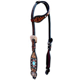 Bar H Equine Genuine Western American Leather Horse Premium Headstall & Breast Collar Set