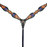 Bar H Equine Western Horse Floral Genuine American Leather Tack Set Brown