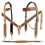 Bar H Equine American Leather Horse Saddle Tack One Ear Headstall | Breast Collar Browband Wither Strap Set BER265
