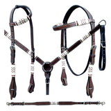 Bar H Equine Genuine Western American Leather Horse Premium Headstall & Breast Collar Set