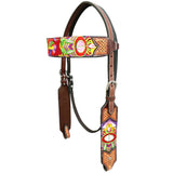 Bar H Equine Western Horse Embroidery Design Genuine American Leather Tack Set