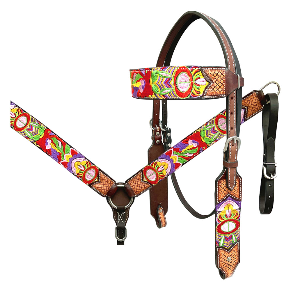 Bar H Equine Western Horse Embroidery Design Genuine American Leather Tack Set