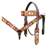 Bar H Equine Western Horse Embroidery Design Genuine American Leather Tack Set