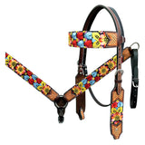 Bar H Equine Western Horse Floral Embroidery Design Genuine American Leather Tack Set