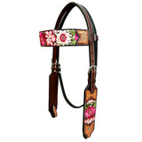 Bar H Equine Western Horse Floral Embroidery Design Genuine American Leather Tack Set