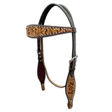 Bar H Equine Genuine Western American Leather Horse Premium Headstall & Breast Collar Set