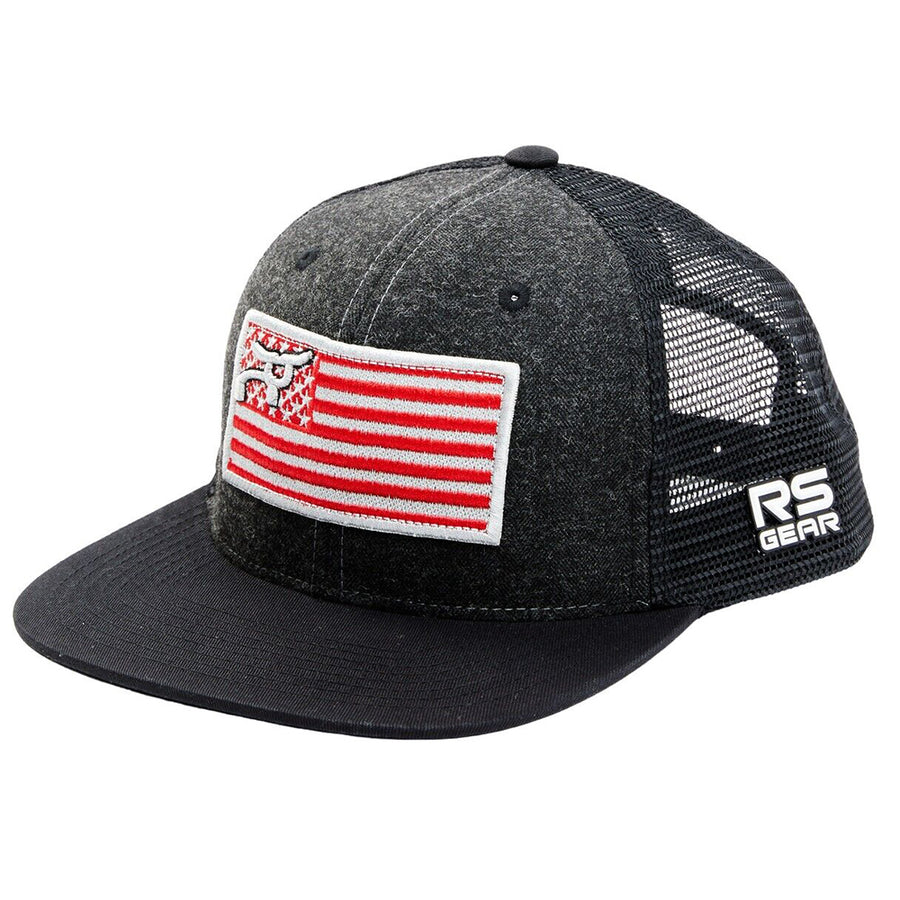 Rope Smart Western Style Mesh Flat Retro Trucker Fit Snapback Red Patch Cap