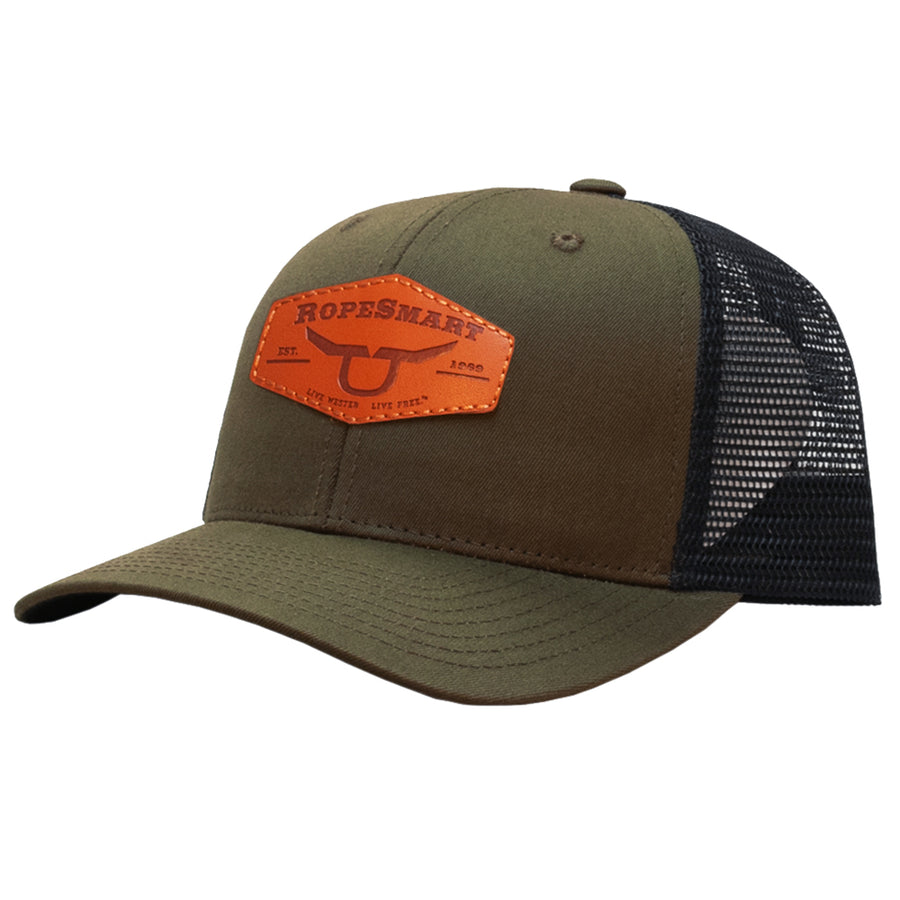 Rope Smart Western Style Mesh Flat Retro Trucker Fit Snapback Red Patch Cap