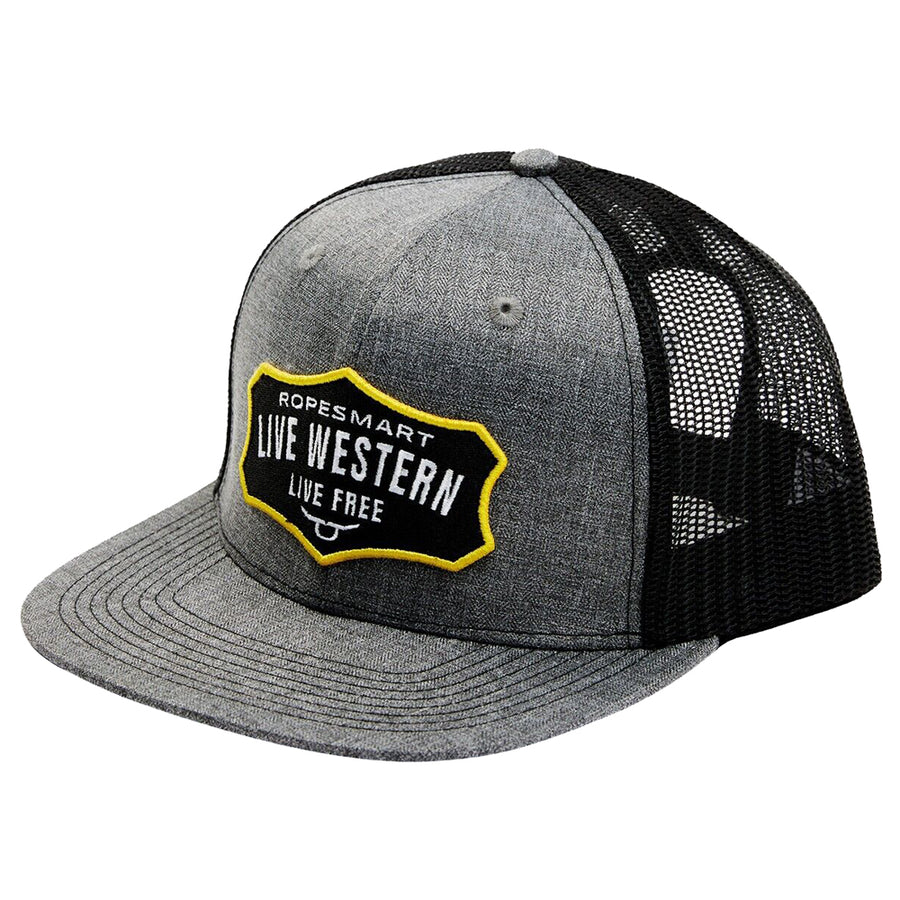 Rope Smart Western Style Mesh Flat Retro Trucker Fit Live Patch Cap - Uhorse