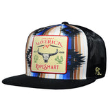 Rope Smart Western Style Mesh Flat Retro Trucker Fit Snapback Red Patch Cap
