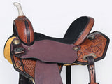 Comfytack Western Horse Barrel Racing Trail Pleasure American Leather Saddle Tack Set With Reins Brown