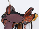 Comfytack Western Horse Barrel Racing Trail Pleasure American Leather Saddle Tack Set With Reins Brown